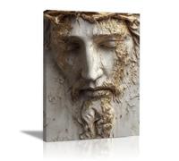 DMZPKZB Arte murale di Gesù Cristo Immagini della statua di Gesù Dipinti classici, decorazione murale religiosa per soggiorno, camera da letto, ufficio, chiesa(Bianco)-70x100cm Incorniciato