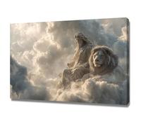 DMZPKZB Arte murale di Gesù Cristo Immagini di statue e leoni Dipinti classici, decorazione murale religiosa per soggiorno, camera da letto, ufficio, chiesa(Bianco)-60x90cm Incorniciato