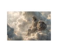 DMZPKZB Arte murale di Gesù Cristo Immagini di statue e leoni Dipinti classici, decorazione murale religiosa per soggiorno, camera da letto, ufficio, chiesa(Bianco)-50x70cm Non incorniciato