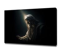 DMZPKZB Arte murale di Gesù Cristo Ritratto di Gesù, luce del sole Dipinti classici, decorazione murale religiosa per soggiorno, camera da letto, ufficio, chiesa(nero)-80x120cm Incorniciato