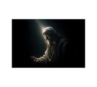 DMZPKZB Arte murale di Gesù Cristo Ritratto di Gesù, luce del sole Dipinti classici, decorazione murale religiosa per soggiorno, camera da letto, ufficio, chiesa(nero)-70x100cm Non incorniciato