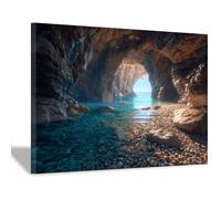 DMZPKZB Decorazione murale con paesaggio naturale Grotte e acqua Pittura di paesaggi,opera d'arte moderna,per soggiorno,camera da letto,ufficio,bagno(Multicolore01)-30x45cm Incorniciato
