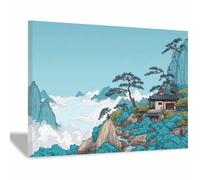 DMZPKZB Decorazione murale con paesaggio naturale Montagne e acqua Pittura di paesaggi,opera d'arte moderna,per soggiorno,camera da letto,ufficio,bagno(Multicolore31)-30x45cm Incorniciato