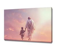 DMZPKZB Dipinto su tela di Cristo Dio Gesù e il bambino pittura, dipinto murale di Gesù Cristo,decorazione religiosa,per chiesa,ufficio,soggiorno,camera(rosa)-30x45cm Incorniciato