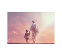 DMZPKZB Dipinto su tela di Cristo Dio Gesù e il bambino pittura, dipinto murale di Gesù Cristo,decorazione religiosa,per chiesa,ufficio,soggiorno,camera(rosa)-60x90cm Non incorniciato