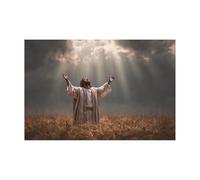 DMZPKZB Dipinto su tela di Cristo Dio Gesù nella luce pittura, dipinto murale di Gesù Cristo,decorazione religiosa,per chiesa,ufficio,soggiorno,camera(Bianco)-60x90cm Non incorniciato