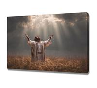 DMZPKZB Dipinto su tela di Cristo Dio Gesù nella luce pittura, dipinto murale di Gesù Cristo,decorazione religiosa,per chiesa,ufficio,soggiorno,camera(Bianco)-60x90cm Incorniciato