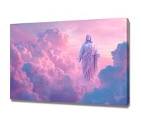 DMZPKZB Dipinto su tela di Cristo Dio Immagini della statua di Gesù pittura, dipinto murale di Gesù Cristo,decorazione religiosa,per chiesa,ufficio,soggiorno,camera(rosa)-80x120cm Incorniciato