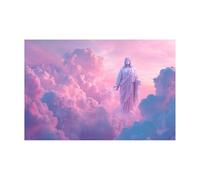 DMZPKZB Dipinto su tela di Cristo Dio Immagini della statua di Gesù pittura, dipinto murale di Gesù Cristo,decorazione religiosa,per chiesa,ufficio,soggiorno,camera(rosa)-80x120cm Non incorniciato