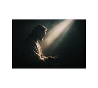 DMZPKZB Dipinto su tela di Cristo Dio Ritratto di Gesù, luce del sole pittura, dipinto murale di Gesù Cristo,decorazione religiosa,per chiesa,ufficio,soggiorno,camera(nero)-30x45cm Non incorniciato