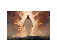 DMZPKZB Gesù Tela Arte murale Gesù e i leoni Dipinto di Cristo che prega, Fede, per soggiorno, camera da letto, decorazione della chiesa(marrone)-60x90cm Non incorniciato