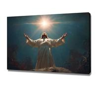DMZPKZB Gesù Tela Arte murale Gesù e il Sole Dipinto di Cristo che prega, Fede, per soggiorno, camera da letto, decorazione della chiesa(Bianco)-70x100cm Incorniciato