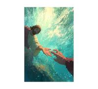 DMZPKZB Gesù Tela Arte murale Gesù salva Dipinto di Cristo che prega, Fede, per soggiorno, camera da letto, decorazione della chiesa(blu)-60x90cm Non incorniciato