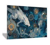 DMZPKZB Grandes impressions sur toile drago bianco Peinture sur toile,Affiches d'animaux, Convient pour le salon, la salle de bain et le couloir(blu104)-80x120cm Incorniciato