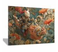 DMZPKZB Grandes impressions sur toile Gatto bestia Peinture sur toile,Affiches d'animaux, Convient pour le salon, la salle de bain et le couloir(Multicolore136)-60x90cm Incorniciato