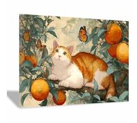 DMZPKZB Impression d'affiches Gatto grasso Décoration murale,Grande peinture sur toile idéale pour salon, salle de bain, bureau, bureau ou hôtel.(arancione81)-30x45cm Incorniciato