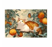 DMZPKZB Impression d'affiches Gatto grasso Décoration murale,Grande peinture sur toile idéale pour salon, salle de bain, bureau, bureau ou hôtel.(arancione81)-80x120cm Non incorniciato