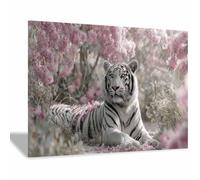 DMZPKZB Impression sur toile représentant des animaux Fiori e tigri pour le salon, la chambre à coucher,le couloir, décoration de la maison(rosa57)-60x90cm Incorniciato