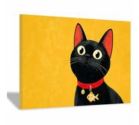 DMZPKZB Impression sur toile représentant des animaux gatto nero pour le salon, la chambre à coucher,le couloir, décoration de la maison(nero169)-80x120cm Incorniciato