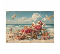 DMZPKZB manifesto di Natale Babbo Natale Opere d'arte moderna,Quadro invernale su tela,Applicabile,soggiorno,Camera da letto,ufficio,bagno,studio(rosso90)-70x100cm Non incorniciato