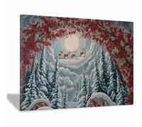 DMZPKZB manifesto di Natale Cervo di Natale Opere d'arte moderna,Quadro invernale su tela,Applicabile,soggiorno,Camera da letto,ufficio,bagno,studio(multicolore130)-30x45cm Incorniciato