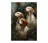 DMZPKZB Peinture abstraite d'animaux sur toile Fiori e cani tableau de l'œuvre d'art, décor murale pour salon, salle de bain,chambre,bureau,couloir(bianco)-80x120cm Non incorniciato