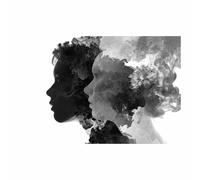 DMZPKZB quadri bianco e nero Il volto del fumo Grande Quadro Su Tela,moderni soggiorno da Parete Decorazione,per bagno Soggiorno Corridoio Ufficio(Bianco e nero)-30x45cm Incorniciato