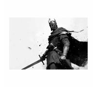 DMZPKZB quadri da parete Il samurai della spada quadro bianco e nero,Pittura moderna Stampa su tela Arte,per Soggiorno e la Camera da Letto Decorazione Murale(Bianco e nero)-80x120cm Non incorniciato