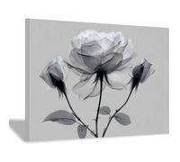 DMZPKZB quadri da parete Rose trasparenti quadro bianco e nero,Pittura moderna Stampa su tela Arte,per Soggiorno e la Camera da Letto Decorazione Murale(Bianco e nero)-80x120cm Incorniciato