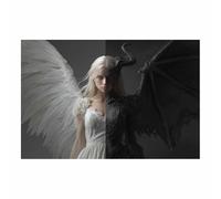 DMZPKZB Quadri Nero Bianco Moderni Soggiorno Angeli e demoni Pittura a su tela Poster,decorazione parete,per sala da pranzo,camera da letto,Ufficio(Bianco e nero)-50x70cm Non incorniciato