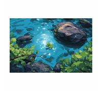 DMZPKZB Quadro con paesaggi naturali Foglie e acqua decorazione murale con stampa su tela,opera d'arte dipinta per camera da letto,soggiorno,corridoio,chiesa(verde09)-30x45cm Non incorniciato