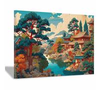 DMZPKZB Quadro con paesaggi naturali Montagne e acqua decorazione murale con stampa su tela,opera d'arte dipinta per camera da letto,soggiorno,corridoio,chiesa(Multicolore99)-50x70cm Incorniciato