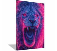 DMZPKZB tableau sur toile représentant la faune Leone maschio décoration murale, grande taille, pour salon, chambre, couloir, bureau, salle de bain(viola)-60x90cm Incorniciato
