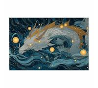 DMZPKZB Toile d'animaux amusants Dragone d'oro Affiche d'art imprimée, pour le salon, la chambre,couloir,bureau,la salle de bain,l'hôtel ou le café(blu155)-30x45cm Non incorniciato