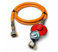 DN Autogas Parts Regolatore di pressione del gas propano con manometro e tubo da 1,5 m, regolatore GPL da 50 mbar x collegamento sinistro 21,8 mm, misuratore di livello, barbecue, campeggio e uso