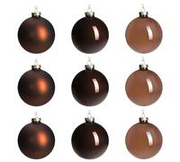 DN DECONATION Palline di Natale in vetro marrone, 8 cm, da appendere, per albero di Natale, set di 9 decorazioni per vacanze, Halloween, regali di nozze