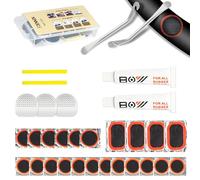 DN DENNOV 32 pezzi Kit Riparazione per Bici, leva per pneumatici di bicicletta, Kit Riparazione Pneumatici Bici con 22 toppe per camera d'aria senza colla per mountain bike MTB, BMX, e-bike e scooter