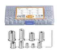 DN DENNOV Inserti filettati 125 pezzi, inserti filettati M5, M6, M8, M10, 9 diversi tipi di inserti filettati, inserti per dadi esagonali, dadi per mobili in legno, ruthex in acciaio al carbonio