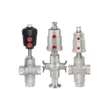 DN15/20/25/32/40/50 Tri Clamp 1/4" 3/8" 1/2" 3/4" 1" BSPT Tee 3 Ways 304 Stainless Steel Pneumatic Actuated Angle Seat Valve(DN25,PLASTIC_THREAD TYPE)
