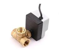 DN15 DN20 DN25 DN40 3 Ways Motorized Ball Valve 220V 12V 24V 3-Wire 2 Control Brass Electric Ball Valve With Manual Switch(DN20,220VAC)
