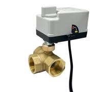 DN15-DN50 3 Way Brass Motorized Ball Valve 3-Wire 2-Control Electric Actuators with Manual Switch 220V 12V 24V(DN25,220VAC_L TYPE)