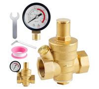 DN20 Riduttore di pressione acqua: WEGREAT 3/4 pollici ottone riduttore di pressione dell'acqua con manometro e strumenti di regolazione, regolatore di pressione da 1,6 MPa in ottone, misuratore di