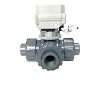 DN25 3 Way T type Electric Automatic Valve 1" Motorized Ball Valve AC220V Acid and alkali resistance, corrosion resistance(NPT_CR502)