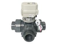 DN40 1-1/2“ True Union UPVC Mixing Valve 3 Way DC12V DC24V AC24V Electric Motor Control Valve IP67 CE Certified For Water Tank(NPT THREAD_DC12V_CR502)