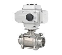 DN40 Ghiera Tri Clamp in acciaio inossidabile 1,6mpa 304 Valvola a sfera motorizzata in tre pezzi 1 pz(110VAC)