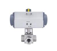 DN50 32Mpa 300bar 320bar High Pressure Ball Valve 3 Way Stainless Steel SS304 Pneumatic Ball Valve 2 inch T L Type For Gas(T type D)
