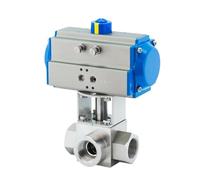 DN8/DN10/DN15 32Mpa 300bar High Pressure Ball valve 3 Way Stainless steel SS304 Pneumatic Ball Valve 1/4 3/8 1/2 T L Type(DN8,L type)