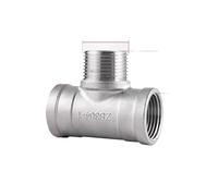 DN8/DN15/DN40 male+male+Female Threaded 3 Way Tee T Pipe Fitting 1/4" 1/2" 3/4" 1" 1-1/4" 1-1/2" Threaded 304 Stainless Steel(F x M x F,1-1/4")