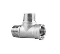 DN8/DN15/DN40 male+male+Female Threaded 3 Way Tee T Pipe Fitting 1/4" 1/2" 3/4" 1" 1-1/4" 1-1/2" Threaded 304 Stainless Steel(M x M x F,1-1/4")