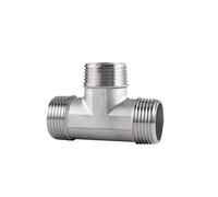 DN8/DN15/DN40 male+male+Female Threaded 3 Way Tee T Pipe Fitting 1/4" 1/2" 3/4" 1" 1-1/4" 1-1/2" Threaded 304 Stainless Steel(M x F x F,3/4'')